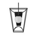 Front view of sconce showing subtle glow inside milky globe with clear cage lines