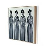 Angled side view showing wooden framed thickness of Ronald Reagan cowboy photo