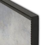 Close-up of the corner joint detail of the black painted pine frame with textured edging