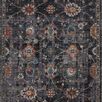 Full top-down view of Samra Traditional Rug displaying charcoal base with multicolor detailed floral motifs and borders