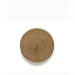 Top view of bamboo box lid showing circular weaving pattern and small loop handle