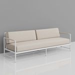 Sabbia Sofa front view showing clean lines and mid-rise back cushions against gray background