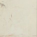Detail close-up showing subtle pencil marks and small artist signature GUINN in bottom right corner of painting