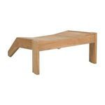 Back view of ottoman revealing smooth teak wood frame and cushion edge