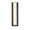 Blaine sconce lit front view showing brass accents on milky tube inside bronze base