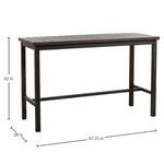 Bar table with dimensions annotation showing height, width, and depth