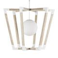 Pendant with frosted globe turned off, displayed on white background from front angle