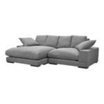 Plunge sectional angled slightly to show the right side and the chaise lounge from a side front view