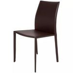 Sienna Upholstered Dining Chair in rich brown with slim legs and slightly curved backrest