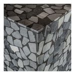 Close-up of top corner highlighting smooth polished edge and detailed marble pieces embedded in concrete