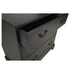 Close-up angled view of open top drawer of Beaufort Chest displaying drawer interior and nickel handle detail