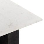 Partial side view of Terrell End Table showing marble top and joining leg detail