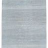 Sky blue and ivory rectangular rug with fine-lined tribal grass pattern in soft wool and viscose blend