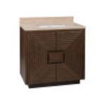 Diagonal front view highlighting textured wood square pattern and countertop edge