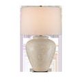 Mimi Ivory Table Lamp with ceramic ginger-jar shape and creamy ivory-cream swirling glaze, topped with a pale drum shade