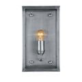 Front rectangular metal backplate with visible screws and unlit bulb in center socket