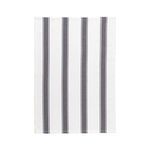 Flat lay of black striped herringbone kitchen towel showing full rectangular shape and pattern symmetry