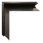 Close-up of matte black frame corner with sharp, angular profile surrounding artwork