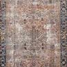 Traditional Jules Terracotta / Multi rug with vintage-inspired geometric and floral motifs in terracotta, blue, and beige ...