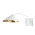 Serpa sconce angled downward with visible arm and square mounting plate against white background