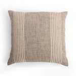 Square Corby Pillow with grain sack-inspired beige and cream striped textured flint fabric cover