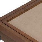 Game surface inlaid with soft beige leather inside oak frame