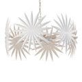 Side perspective showing depth of layered white palm fronds forming the chandelier ring