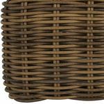 Close-up of woven wicker pattern in brown finish with natural variation in color
