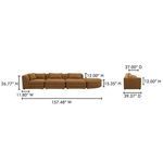 Dimensional diagram with sectional’s height, width, and depth measurements in inches