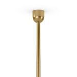 Close-up of the burnished brass canopy and rod that mount the chandelier to ceiling