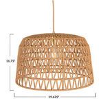Front view of darker brown pendant showing dimensions 19.625 inches width and 11.75 inches height