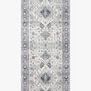 Another runner size of Skye Silver/Grey Rug displayed on white background showing full length