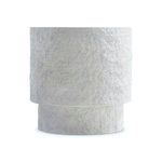 Pincio side table in frontal view highlighting the textured sides and layered base
