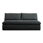Dark gray Miles outdoor sofa with wide cushions and straight backrest in Olefin fabric