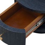 Opened drawer of Aaron end table showing smooth wooden interior
