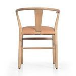 Rear view emphasizing the wide ash back slat and horizontal support rails below seat