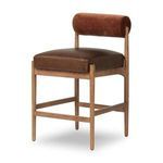 Jazelle Havana Brown Counter Stool angled view showing seat and backrest depth with oak frame