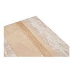 Close-up of marble surface illustrating the mix of veined and solid neutral beige tones with polished finish.