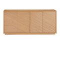Straight-on view highlighting the full front panel design of Margot oak wood credenza