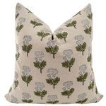 wild flower block print pillow cover shown upright for front full pattern view