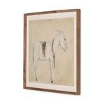Three-quarter angled view showing the burro painting and walnut frame depth