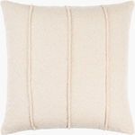 Square off-white accent pillow with three vertical textured cotton lines on the front