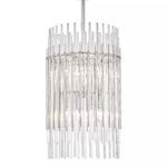 Wallis 8 Light Pendant with layered vertical clear glass and metal rods in a classic drum shape