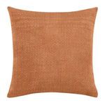 Bassinet suede leather throw pillow in warm brown with handwoven basket weave texture