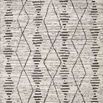 Transitional area rug with charcoal and dove Moroccan-inspired linear diamond and broken checkerboard pattern