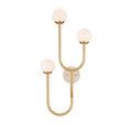 Highsmith Wall Sconce slightly turned showing curvature of brass stems and travertine plate