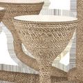 Close-up of abaca rope texture tightly wrapped around the lamp cup and arm