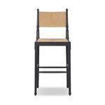 Fayth bar stool with stained black ash wood frame and natural paper cord woven seat and back