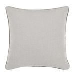Back side of gray sham with smooth solid linen fabric and piped edges