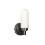 Salon Oil Rubbed Bronze Sconce with rounded natural alabaster globe on dark bronze circular backplate